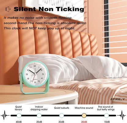 ® 3.5" Small Analog Travel Alarm Clock, Battery Operated Desk Clock