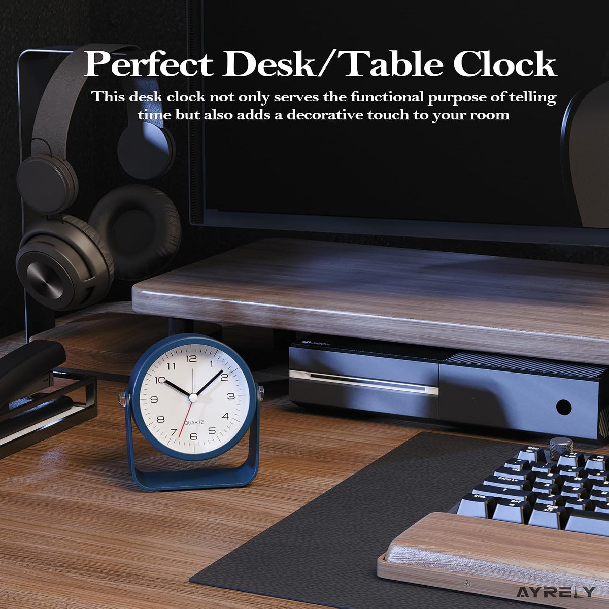 ® 3.5" Small Analog Travel Alarm Clock, Battery Operated Desk Clock