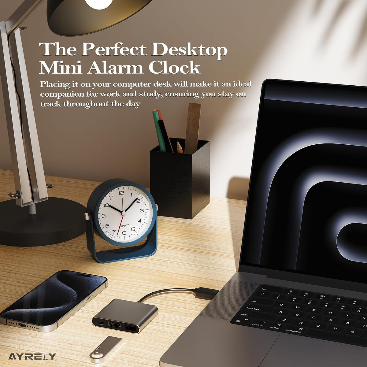 ® 3.5" Small Analog Travel Alarm Clock, Battery Operated Desk Clock