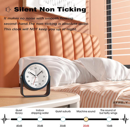 ® 3.5" Small Analog Travel Alarm Clock, Battery Operated Desk Clock