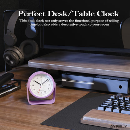 ® 3.5" Small Analog Travel Alarm Clock, Battery Operated Desk Clock