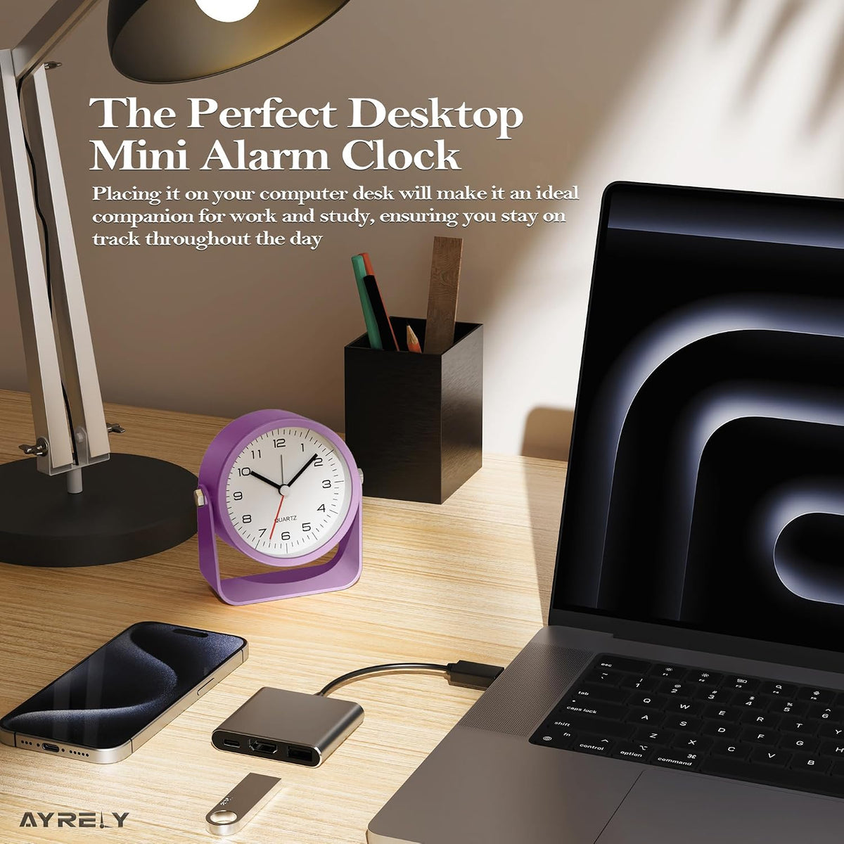 ® 3.5" Small Analog Travel Alarm Clock, Battery Operated Desk Clock