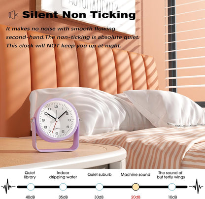 ® 3.5" Small Analog Travel Alarm Clock, Battery Operated Desk Clock