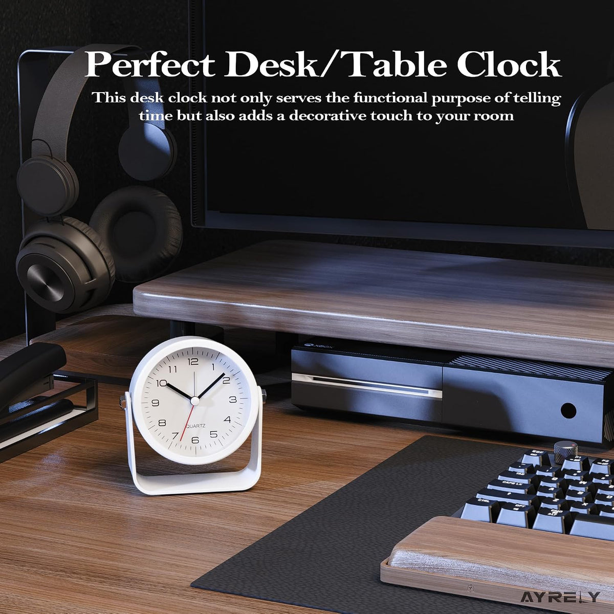 ® 3.5" Small Analog Travel Alarm Clock, Battery Operated Desk Clock