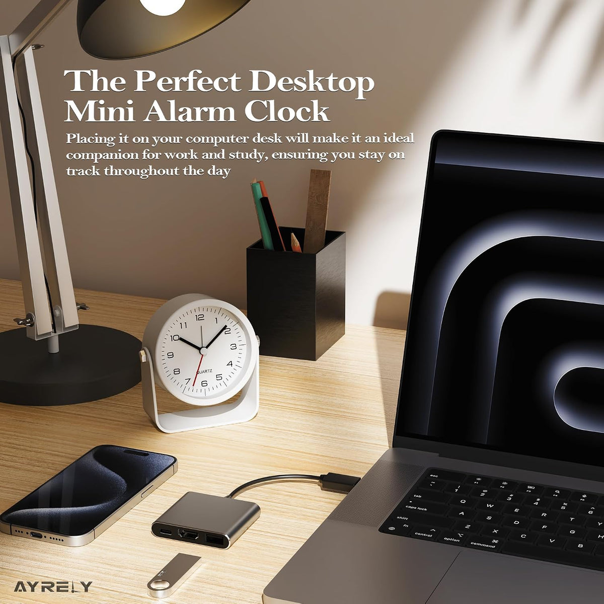 ® 3.5" Small Analog Travel Alarm Clock, Battery Operated Desk Clock