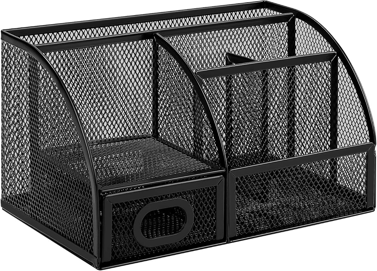 Mesh Pen Holder and Desktop Desk Organizer, Office Caddy Storage for Writing Utensils, 9.1 x 5.9 x 5.5 inches, Black