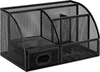 Mesh Pen Holder and Desktop Desk Organizer, Office Caddy Storage for Writing Utensils, 9.1 x 5.9 x 5.5 inches, Black