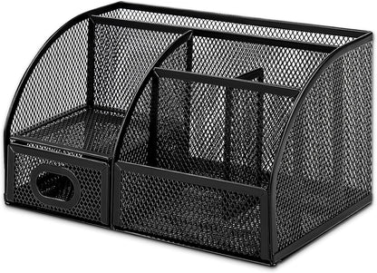 Mesh Pen Holder and Desktop Desk Organizer, Office Caddy Storage for Writing Utensils, 9.1 x 5.9 x 5.5 inches, Black