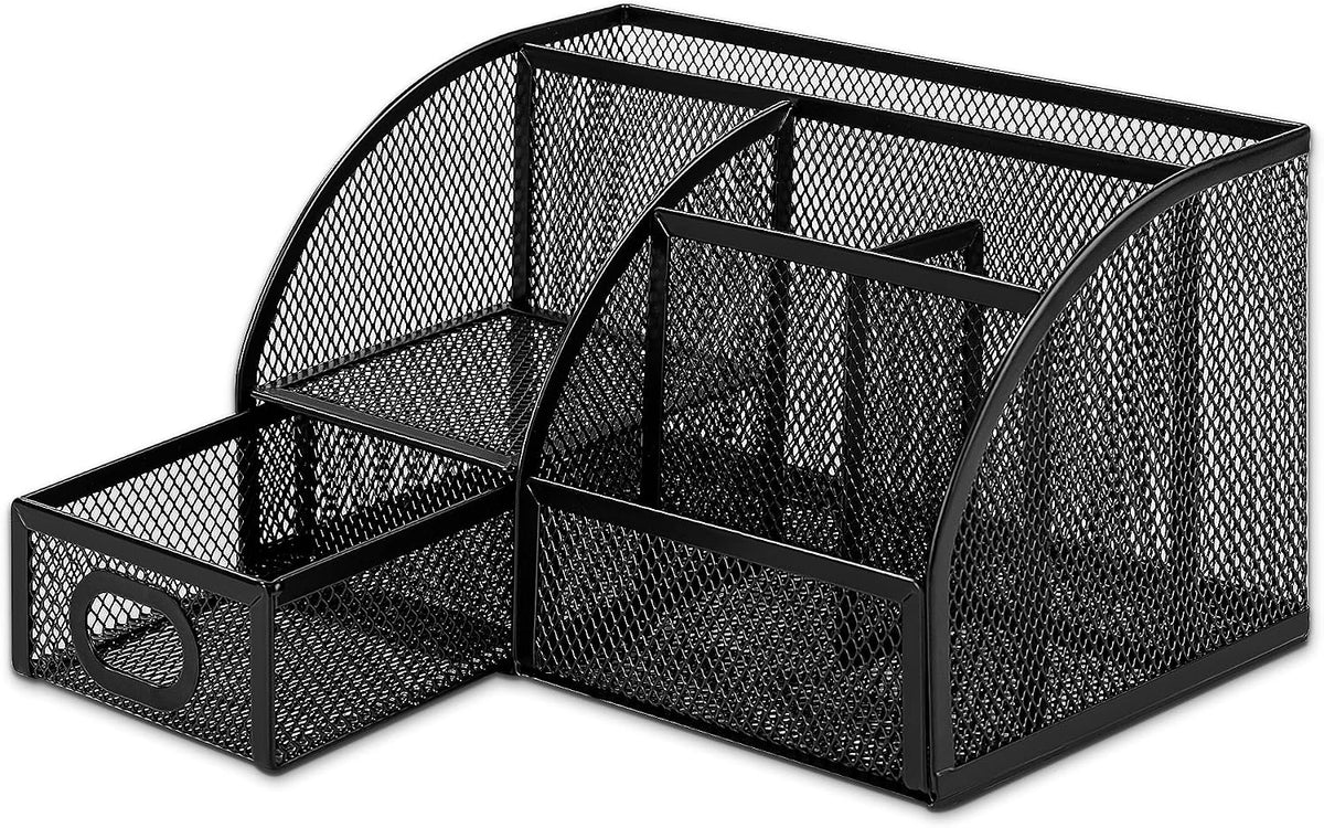 Mesh Pen Holder and Desktop Desk Organizer, Office Caddy Storage for Writing Utensils, 9.1 x 5.9 x 5.5 inches, Black