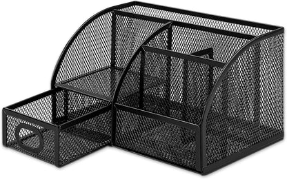 Mesh Pen Holder and Desktop Desk Organizer, Office Caddy Storage for Writing Utensils, 9.1 x 5.9 x 5.5 inches, Black
