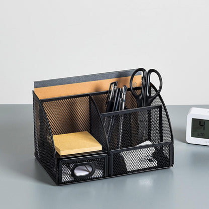 Mesh Pen Holder and Desktop Desk Organizer, Office Caddy Storage for Writing Utensils, 9.1 x 5.9 x 5.5 inches, Black