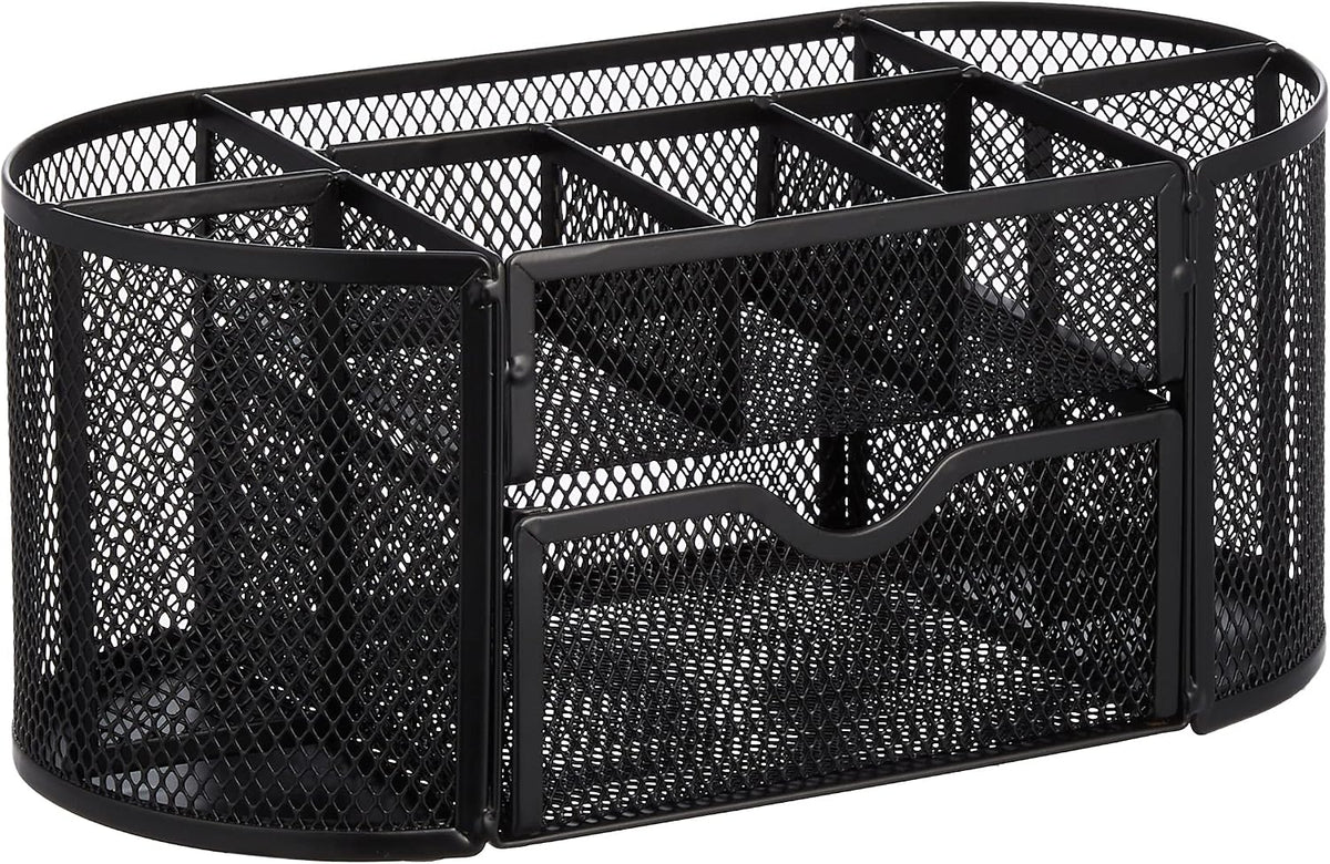 Mesh Pen Holder and Desktop Desk Organizer, Office Caddy Storage for Writing Utensils, 9.1 x 5.9 x 5.5 inches, Black