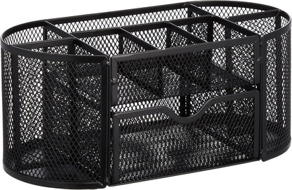 Mesh Pen Holder and Desktop Desk Organizer, Office Caddy Storage for Writing Utensils, 9.1 x 5.9 x 5.5 inches, Black