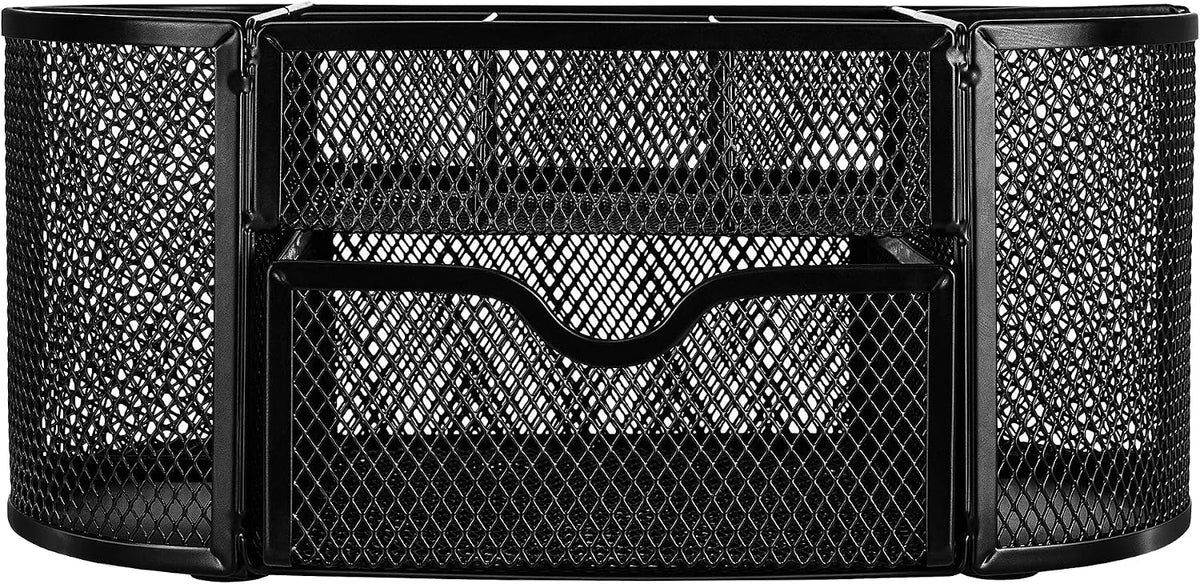 Mesh Pen Holder and Desktop Desk Organizer, Office Caddy Storage for Writing Utensils, 9.1 x 5.9 x 5.5 inches, Black