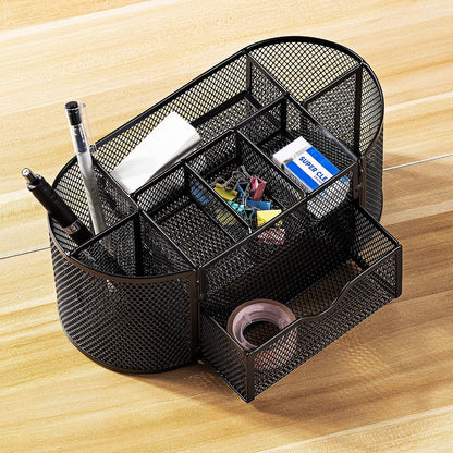 Mesh Pen Holder and Desktop Desk Organizer, Office Caddy Storage for Writing Utensils, 9.1 x 5.9 x 5.5 inches, Black