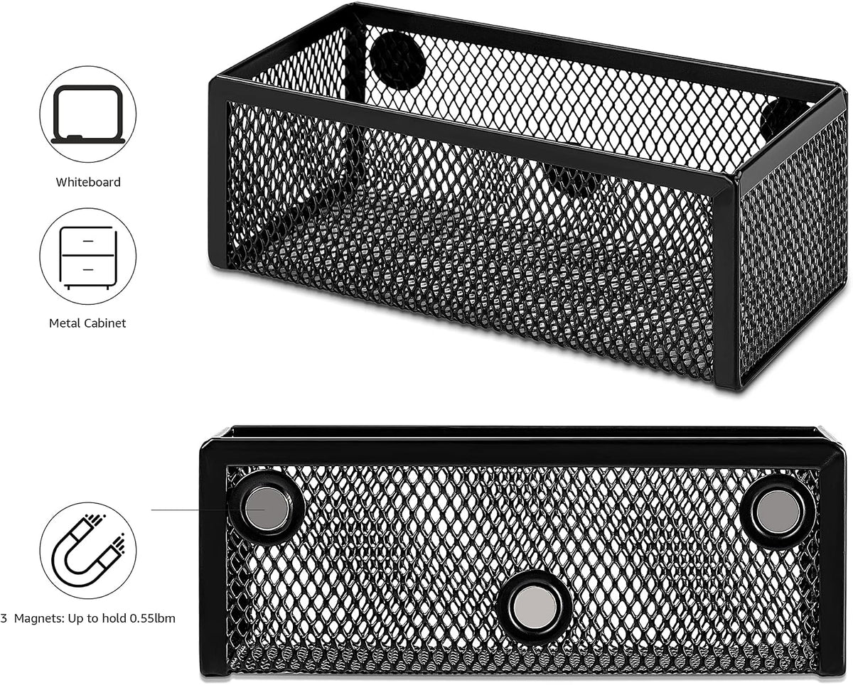Mesh Pen Holder and Desktop Desk Organizer, Office Caddy Storage for Writing Utensils, 9.1 x 5.9 x 5.5 inches, Black