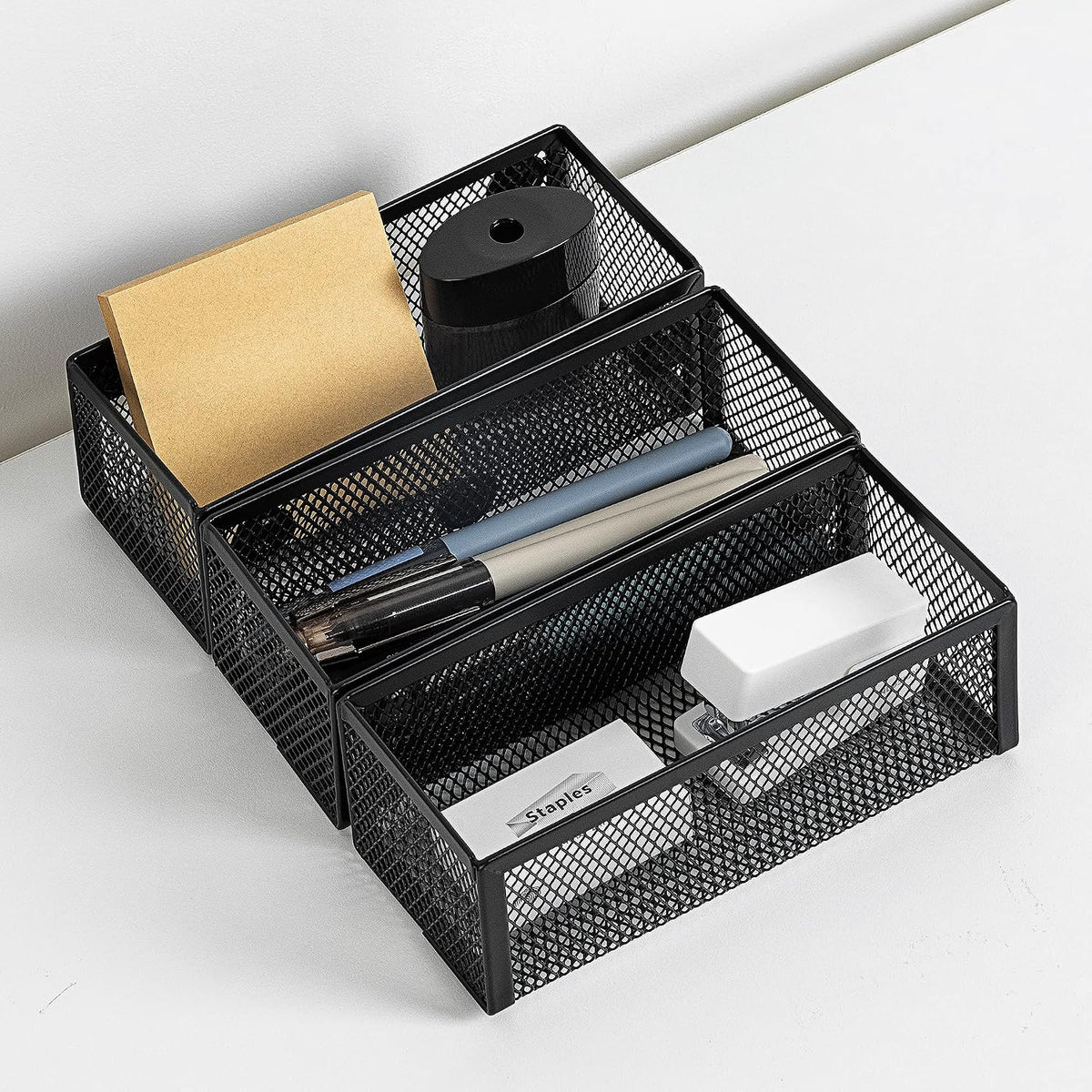 Mesh Pen Holder and Desktop Desk Organizer, Office Caddy Storage for Writing Utensils, 9.1 x 5.9 x 5.5 inches, Black