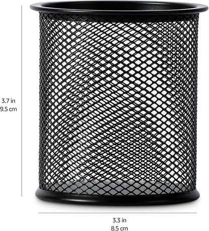 Mesh Pen Holder and Desktop Desk Organizer, Office Caddy Storage for Writing Utensils, 9.1 x 5.9 x 5.5 inches, Black