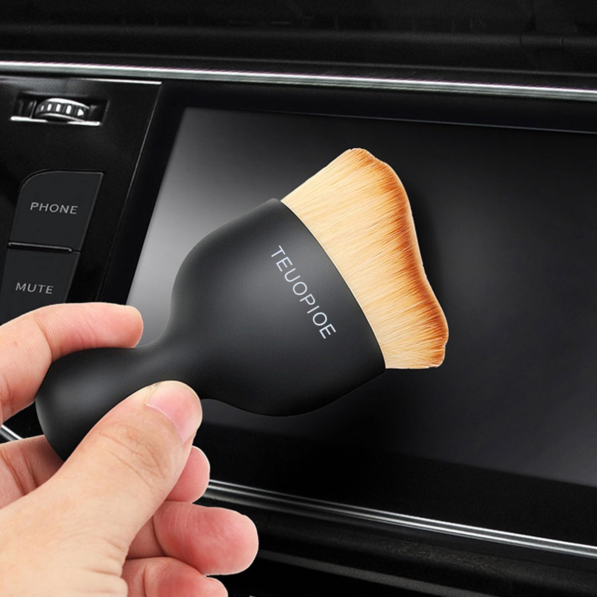 Car Detailing Brush for Interior Dusting and Air Vents, Brown