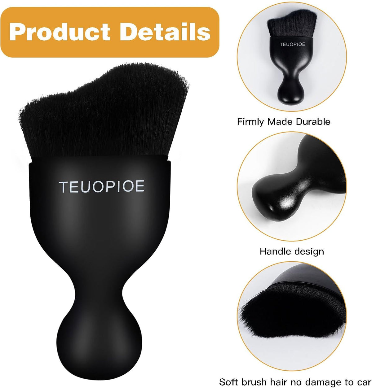 Car Detailing Brush for Interior Dusting and Air Vents, Brown