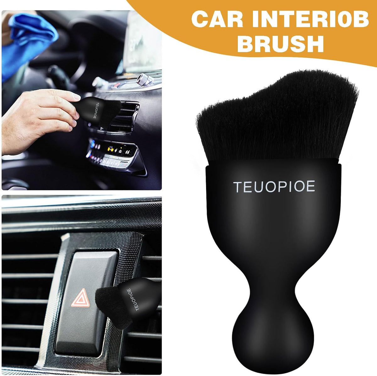 Car Detailing Brush for Interior Dusting and Air Vents, Brown