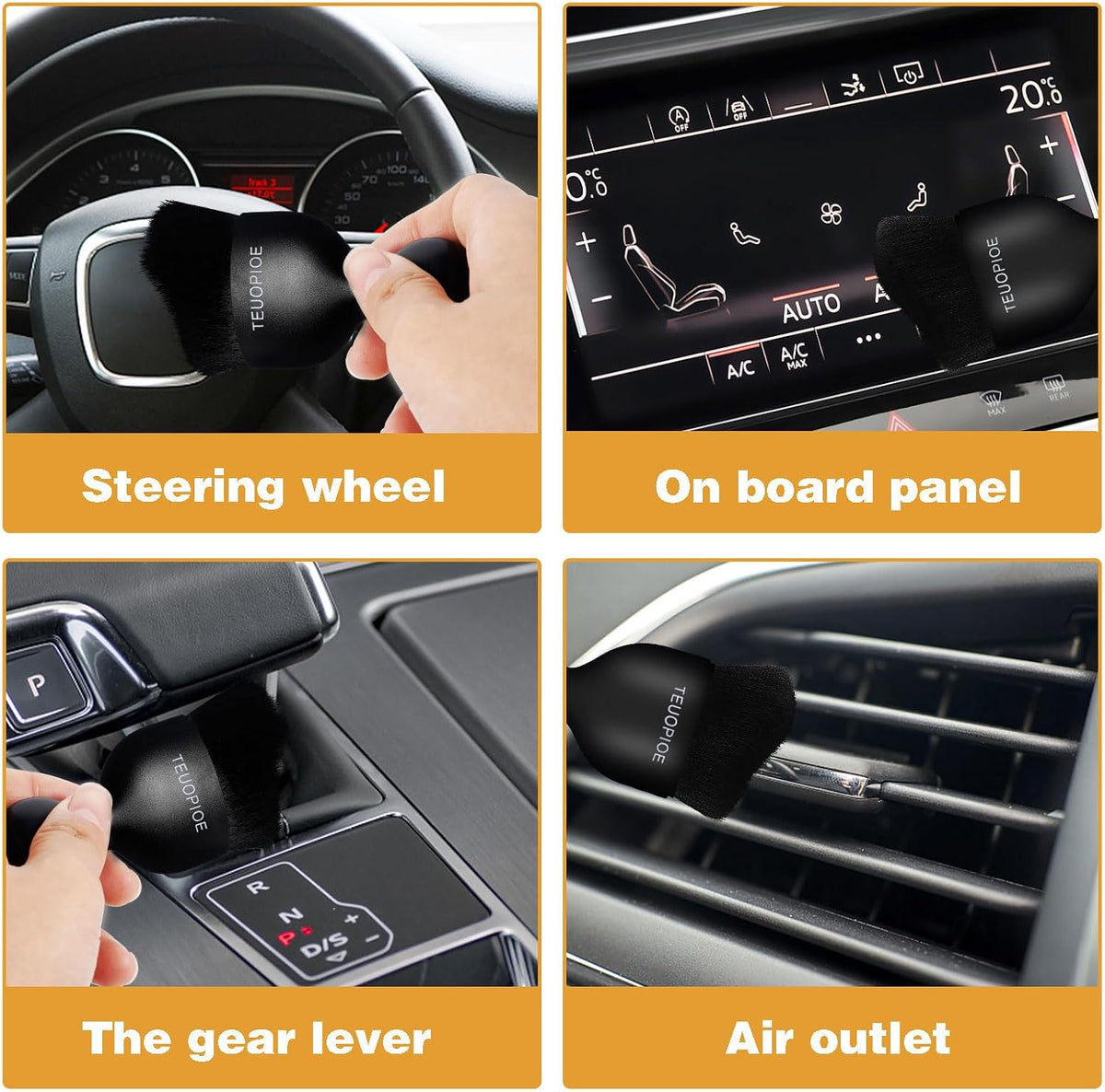 Car Detailing Brush for Interior Dusting and Air Vents, Brown