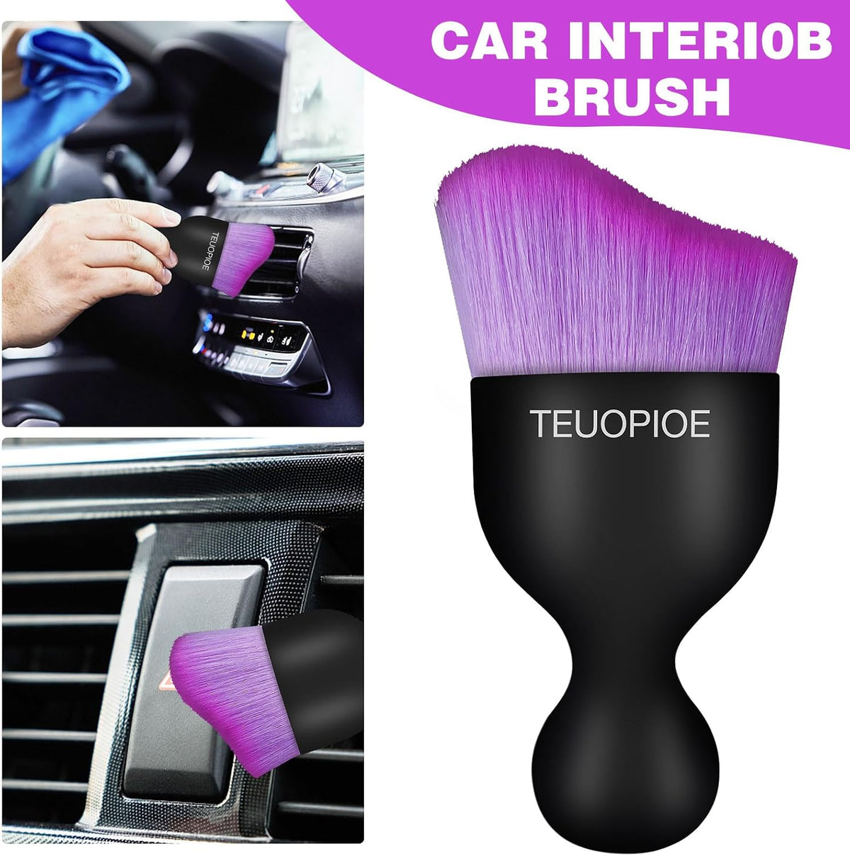 Car Detailing Brush for Interior Dusting and Air Vents, Brown
