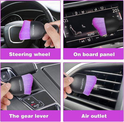 Car Detailing Brush for Interior Dusting and Air Vents, Brown