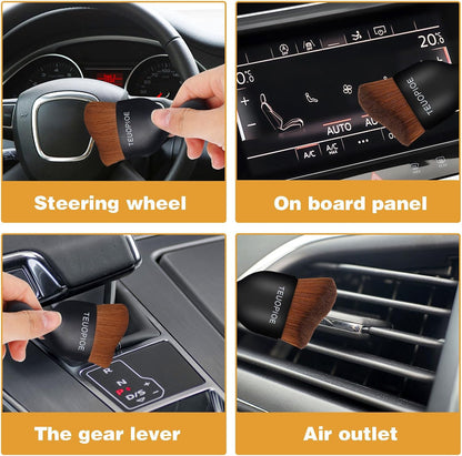 Car Detailing Brush for Interior Dusting and Air Vents, Brown