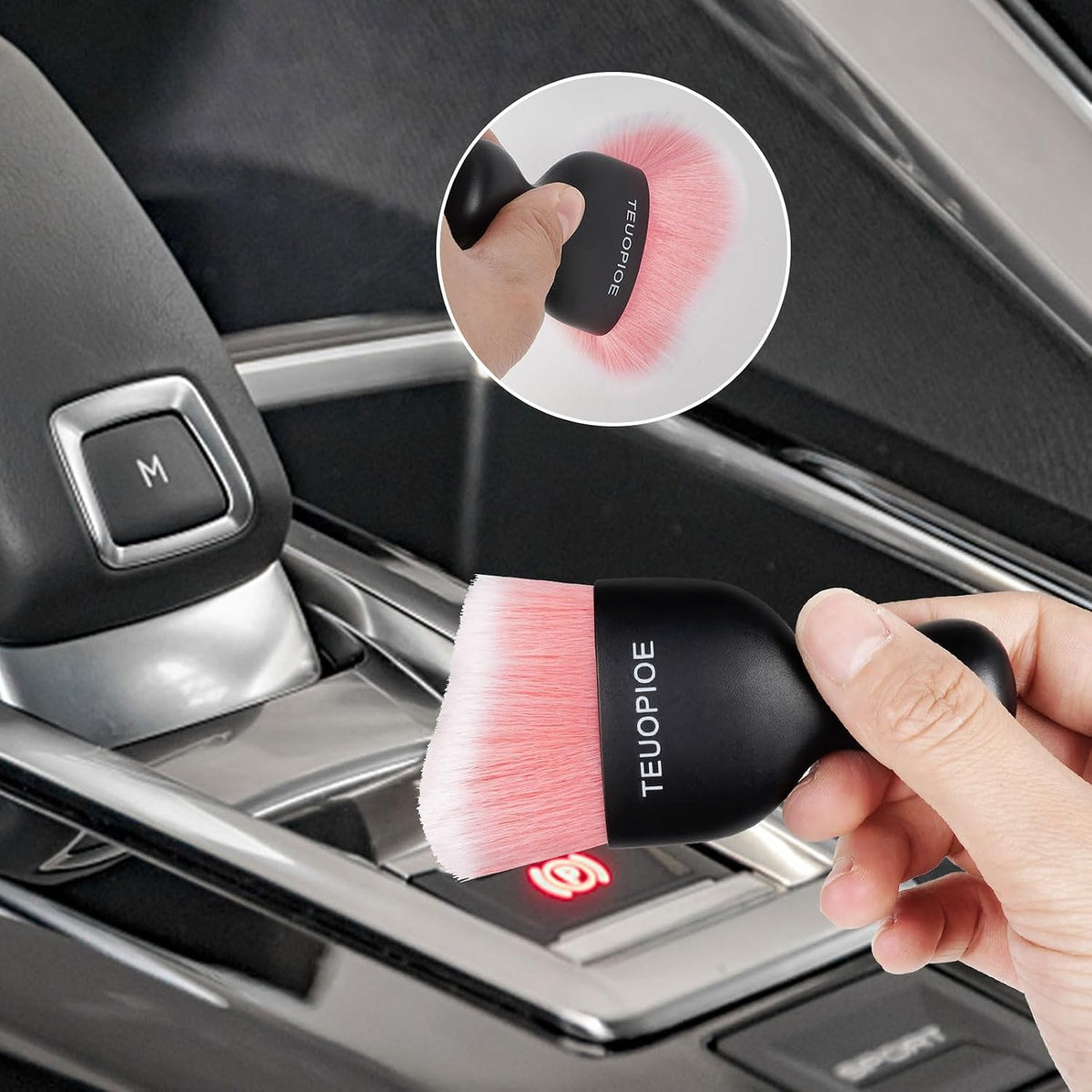 Car Detailing Brush for Interior Dusting and Air Vents, Brown
