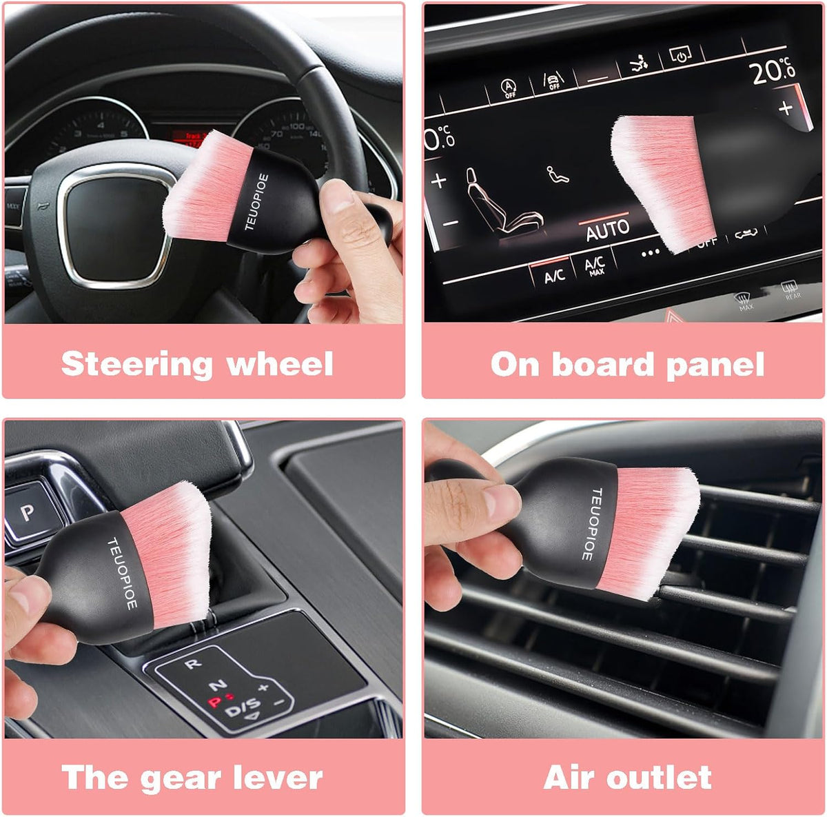 Car Detailing Brush for Interior Dusting and Air Vents, Brown