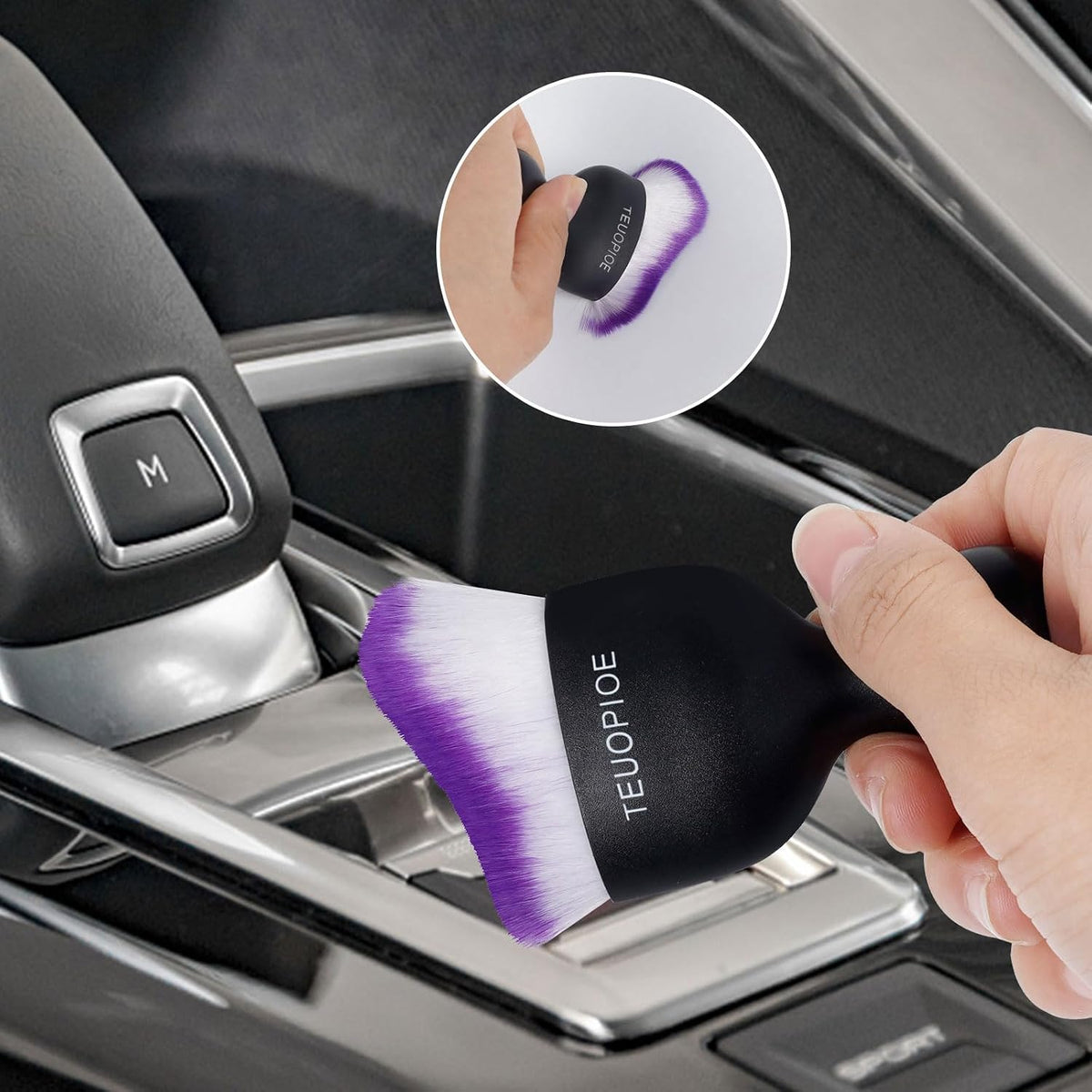 Car Detailing Brush for Interior Dusting and Air Vents, Brown