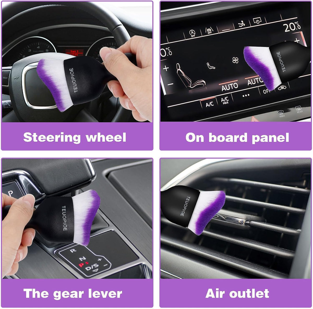 Car Detailing Brush for Interior Dusting and Air Vents, Brown