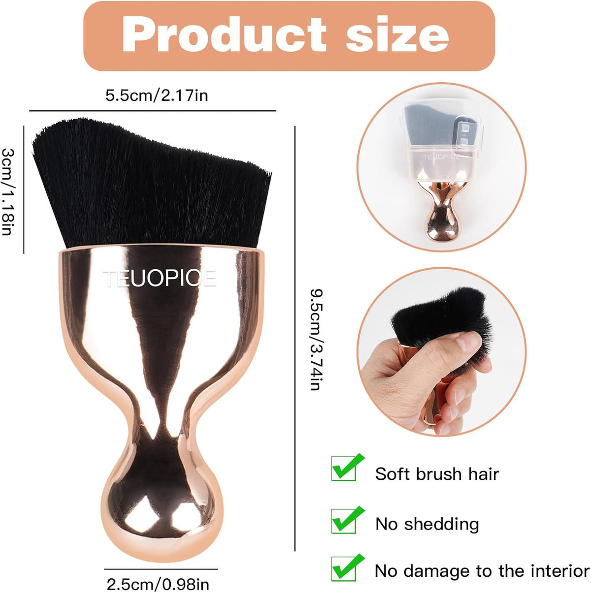 Car Detailing Brush for Interior Dusting and Air Vents, Brown