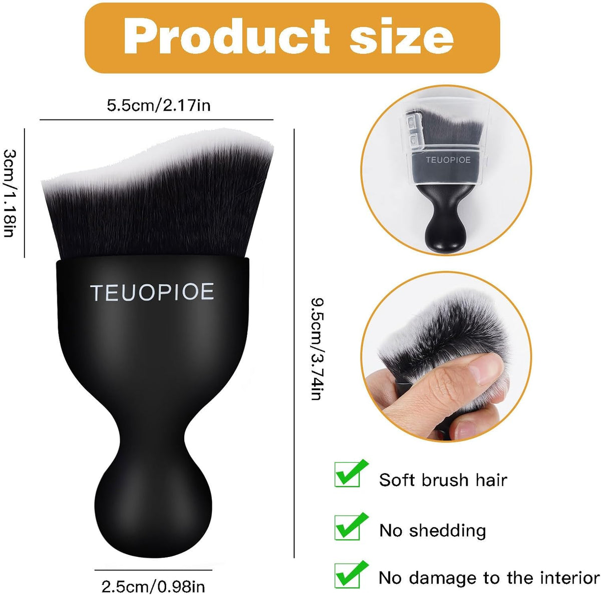 Car Detailing Brush for Interior Dusting and Air Vents, Brown