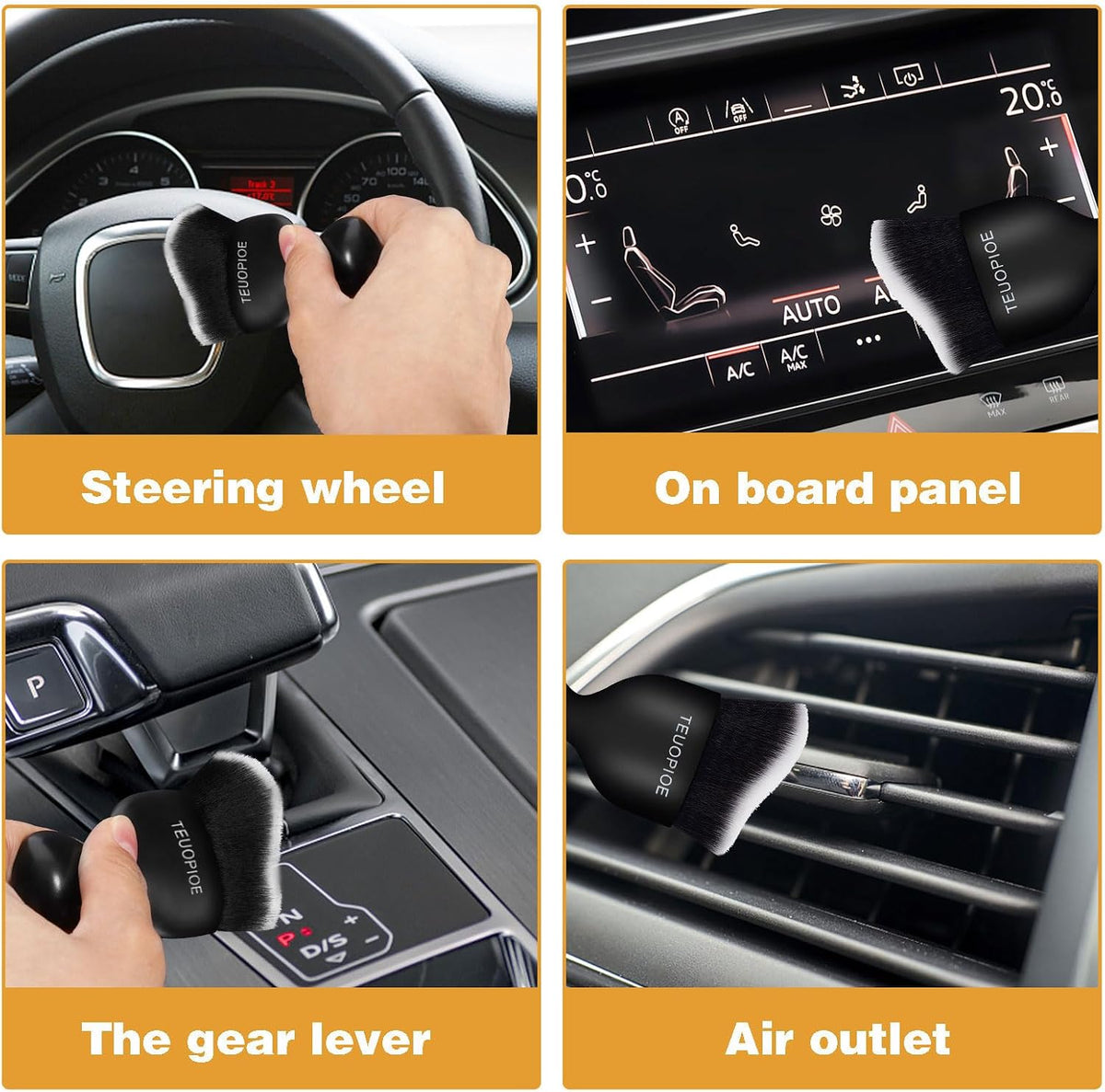 Car Detailing Brush for Interior Dusting and Air Vents, Brown