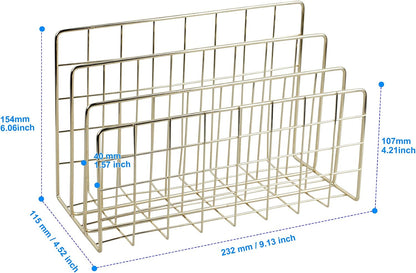 Desktop Mail Organizer File Organizer for Letters 3 Slot, Gold