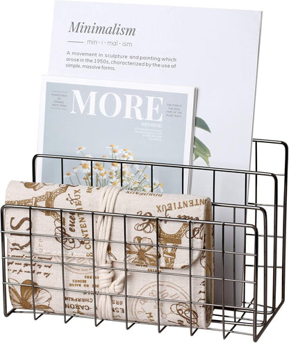 Desktop Mail Organizer File Organizer for Letters 3 Slot, Gold