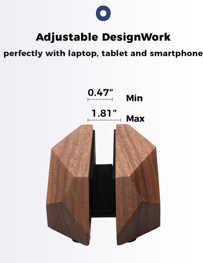 Adjustable Vertical Laptop Stand, MacBook Holder with Wood, Wooden Laptop Stand, Vertical Laptop Holder for Desk, Width Adjustable Dock Fits All MacBook/Surface Pro