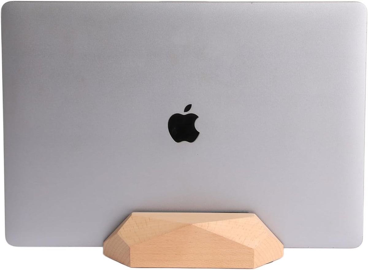 Adjustable Vertical Laptop Stand, MacBook Holder with Wood, Wooden Laptop Stand, Vertical Laptop Holder for Desk, Width Adjustable Dock Fits All MacBook/Surface Pro