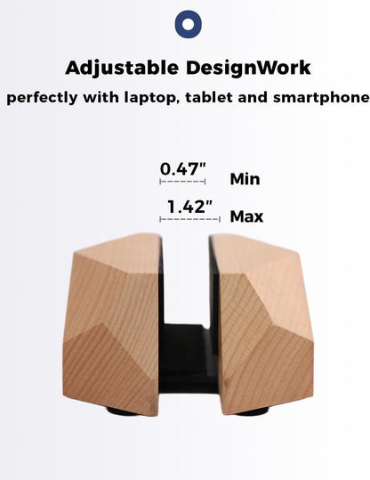 Adjustable Vertical Laptop Stand, MacBook Holder with Wood, Wooden Laptop Stand, Vertical Laptop Holder for Desk, Width Adjustable Dock Fits All MacBook/Surface Pro