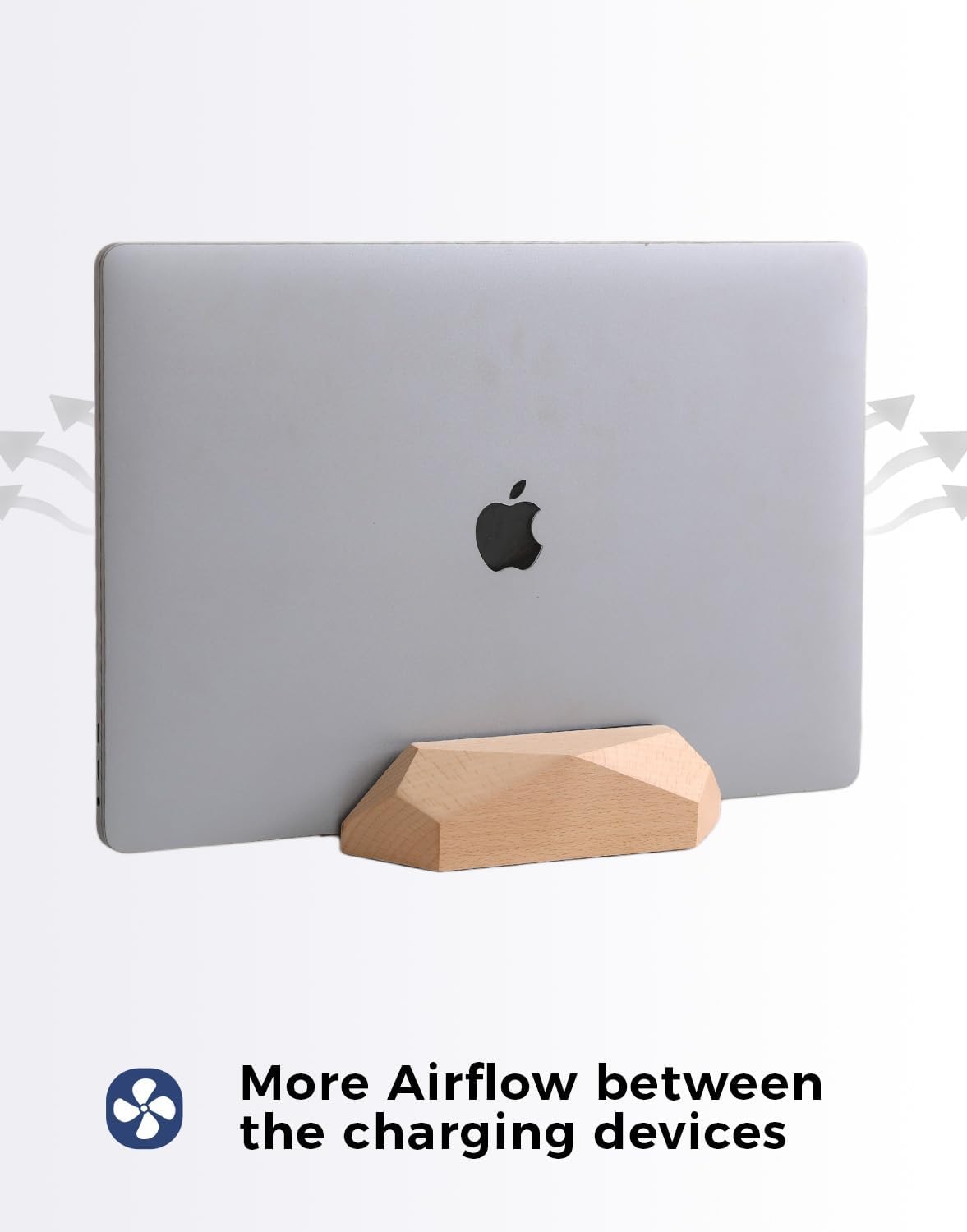 Adjustable Vertical Laptop Stand, MacBook Holder with Wood, Wooden Laptop Stand, Vertical Laptop Holder for Desk, Width Adjustable Dock Fits All MacBook/Surface Pro