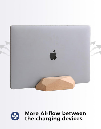 Adjustable Vertical Laptop Stand, MacBook Holder with Wood, Wooden Laptop Stand, Vertical Laptop Holder for Desk, Width Adjustable Dock Fits All MacBook/Surface Pro