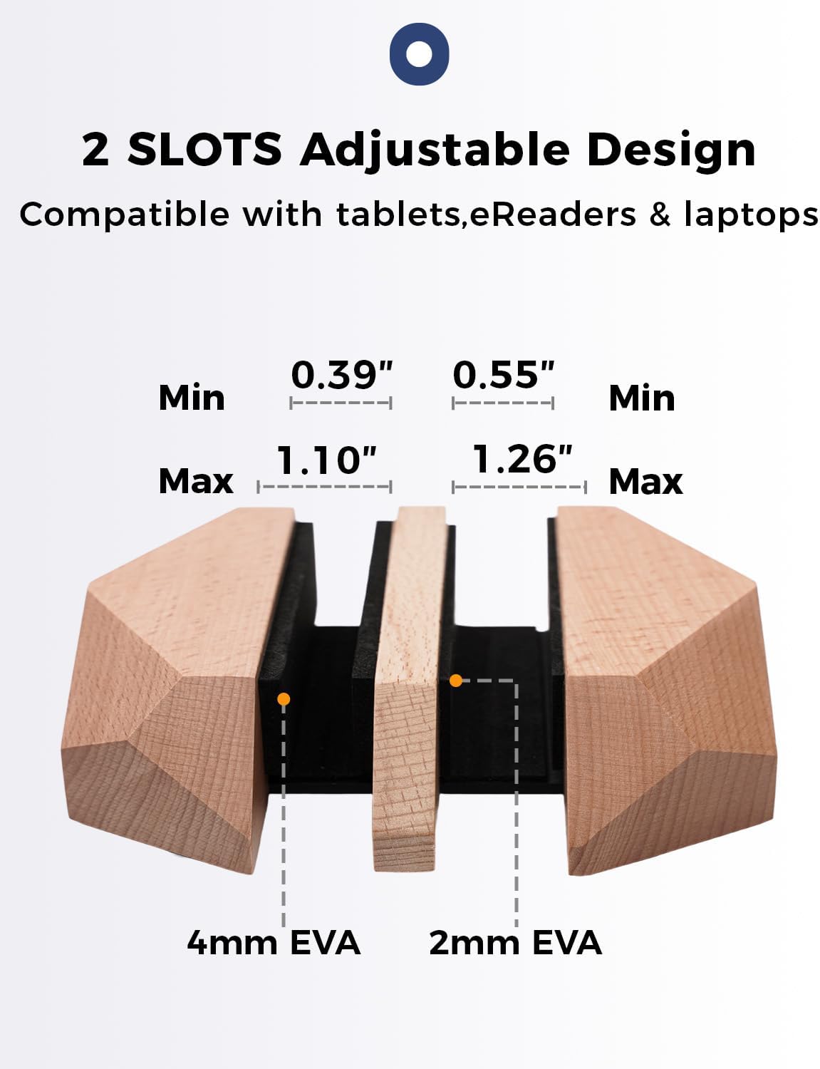 Adjustable Vertical Laptop Stand, MacBook Holder with Wood, Wooden Laptop Stand, Vertical Laptop Holder for Desk, Width Adjustable Dock Fits All MacBook/Surface Pro