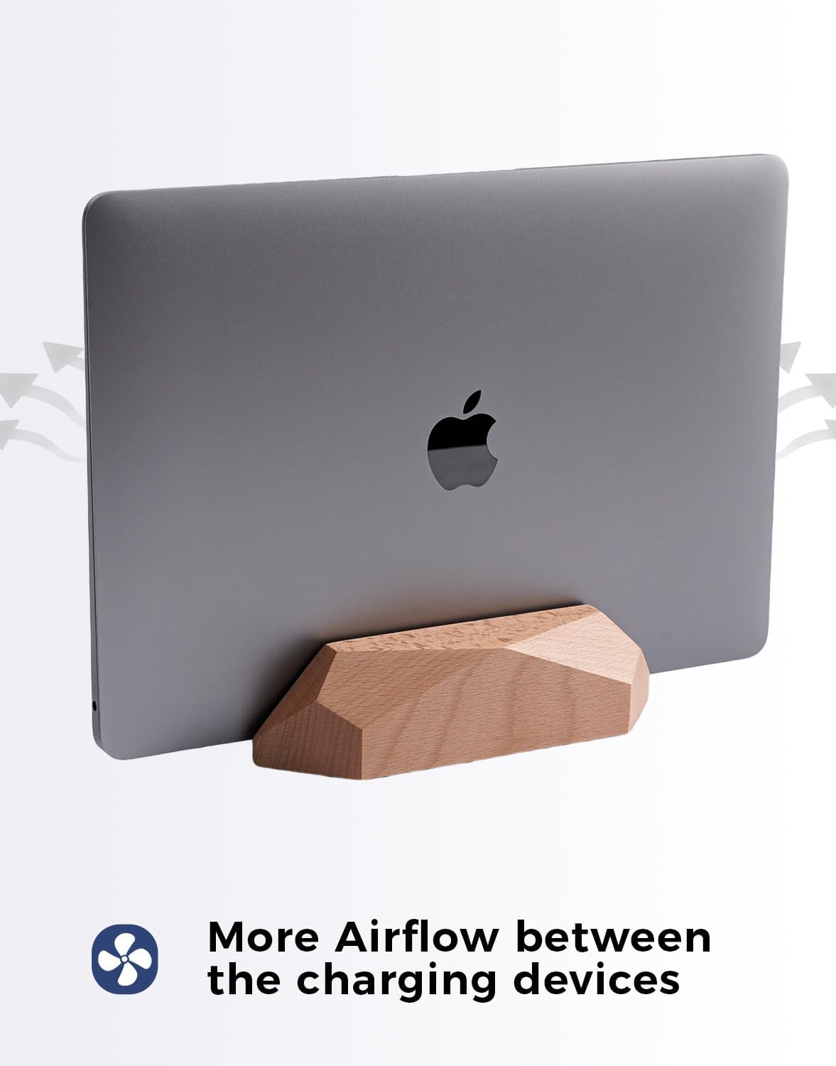 Adjustable Vertical Laptop Stand, MacBook Holder with Wood, Wooden Laptop Stand, Vertical Laptop Holder for Desk, Width Adjustable Dock Fits All MacBook/Surface Pro