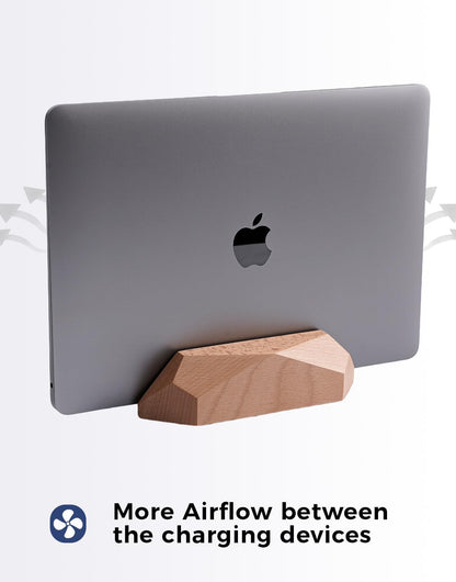Adjustable Vertical Laptop Stand, MacBook Holder with Wood, Wooden Laptop Stand, Vertical Laptop Holder for Desk, Width Adjustable Dock Fits All MacBook/Surface Pro