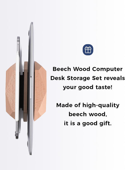 Adjustable Vertical Laptop Stand, MacBook Holder with Wood, Wooden Laptop Stand, Vertical Laptop Holder for Desk, Width Adjustable Dock Fits All MacBook/Surface Pro