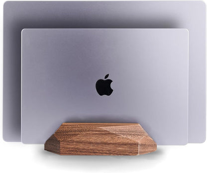 Adjustable Vertical Laptop Stand, MacBook Holder with Wood, Wooden Laptop Stand, Vertical Laptop Holder for Desk, Width Adjustable Dock Fits All MacBook/Surface Pro