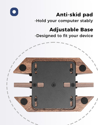 Adjustable Vertical Laptop Stand, MacBook Holder with Wood, Wooden Laptop Stand, Vertical Laptop Holder for Desk, Width Adjustable Dock Fits All MacBook/Surface Pro