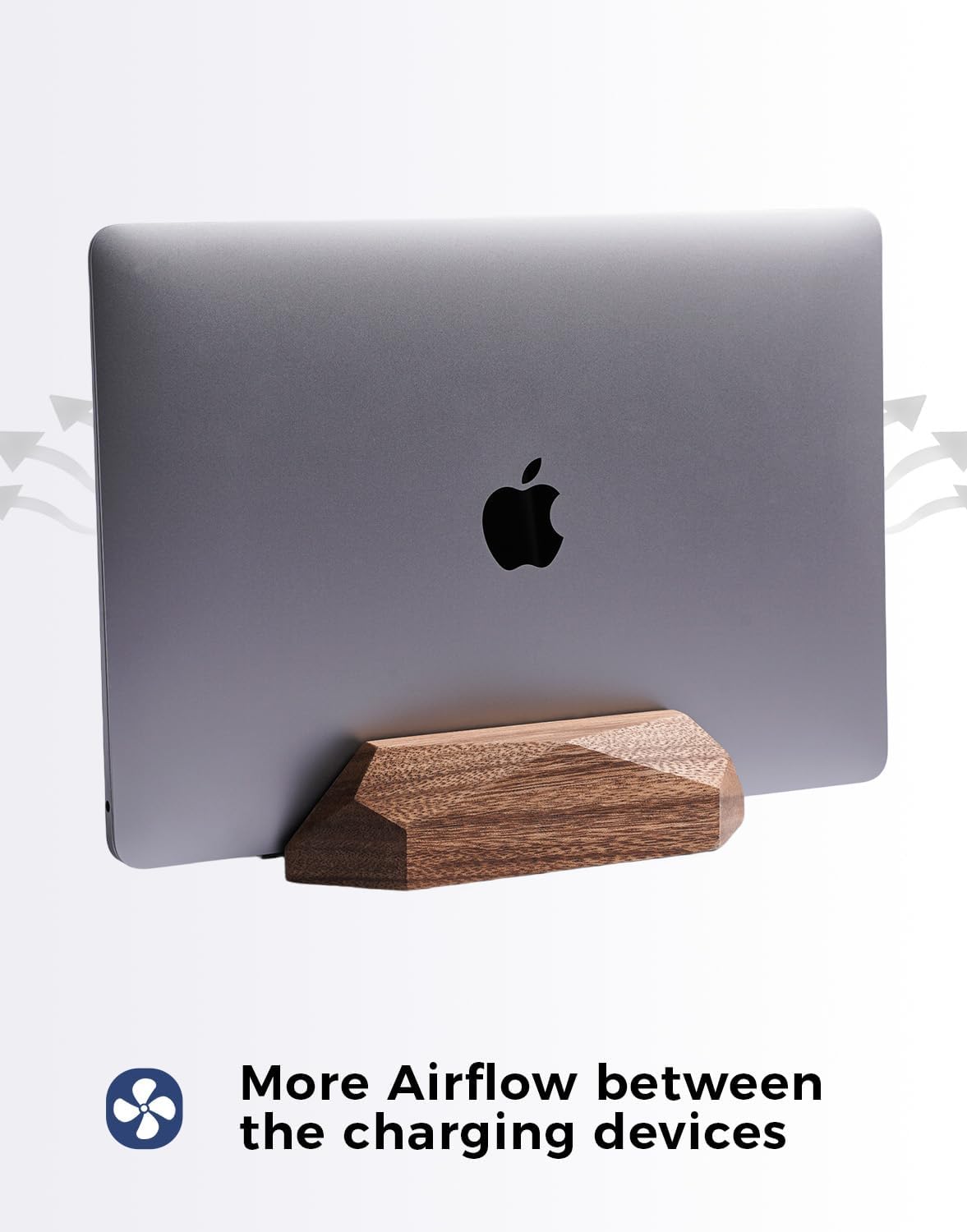Adjustable Vertical Laptop Stand, MacBook Holder with Wood, Wooden Laptop Stand, Vertical Laptop Holder for Desk, Width Adjustable Dock Fits All MacBook/Surface Pro